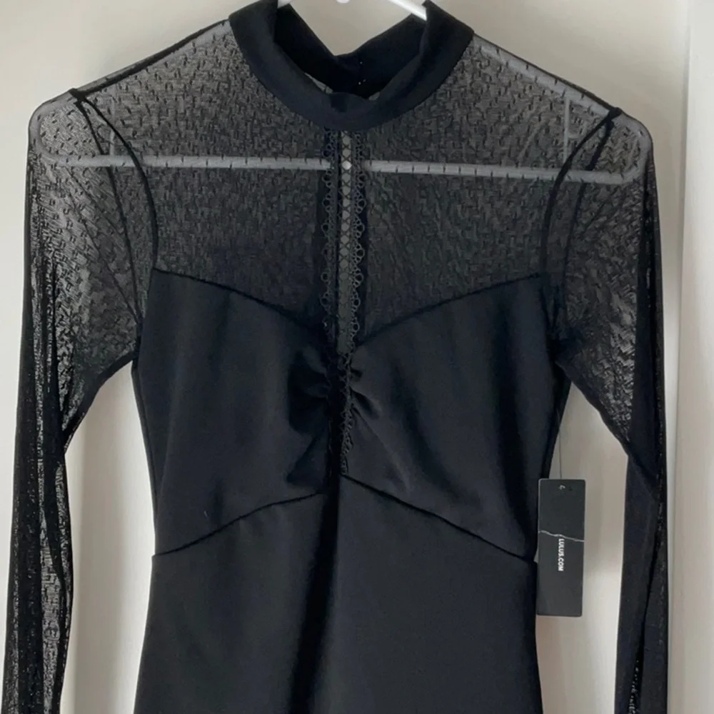 Lulu's Black Sheer Long Sleeve Dress size XS - Picture 8 of 9